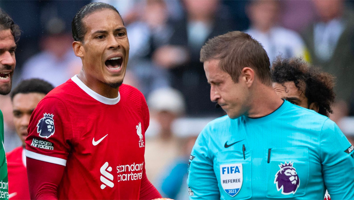 Liverpool’s captain, Virgil van Dijk, sees red against Newcastle