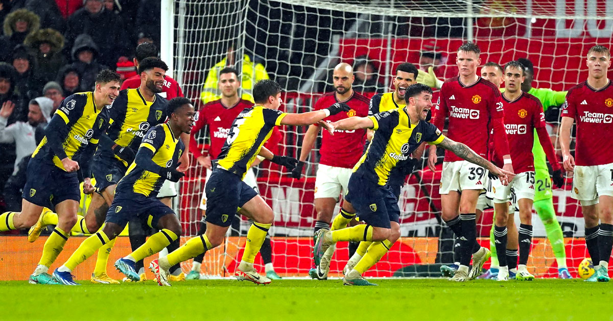 Bournemouth with a smashing 3-0 victory at Old Trafford